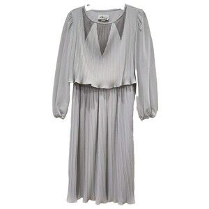 Vintage‎ 80s 90s ILGWU Darcy Gray Midi Dress Size 13/14 Made in USA WPL 4158